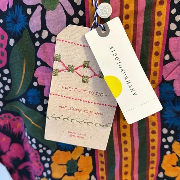 🌺 Farm Rio Floral V-Neck Tiered Dress – NWT Size Large NWT Anthropologie - Picture 5 of 7